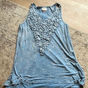 Knox Rose Blue Tank Top with Crochet Detail